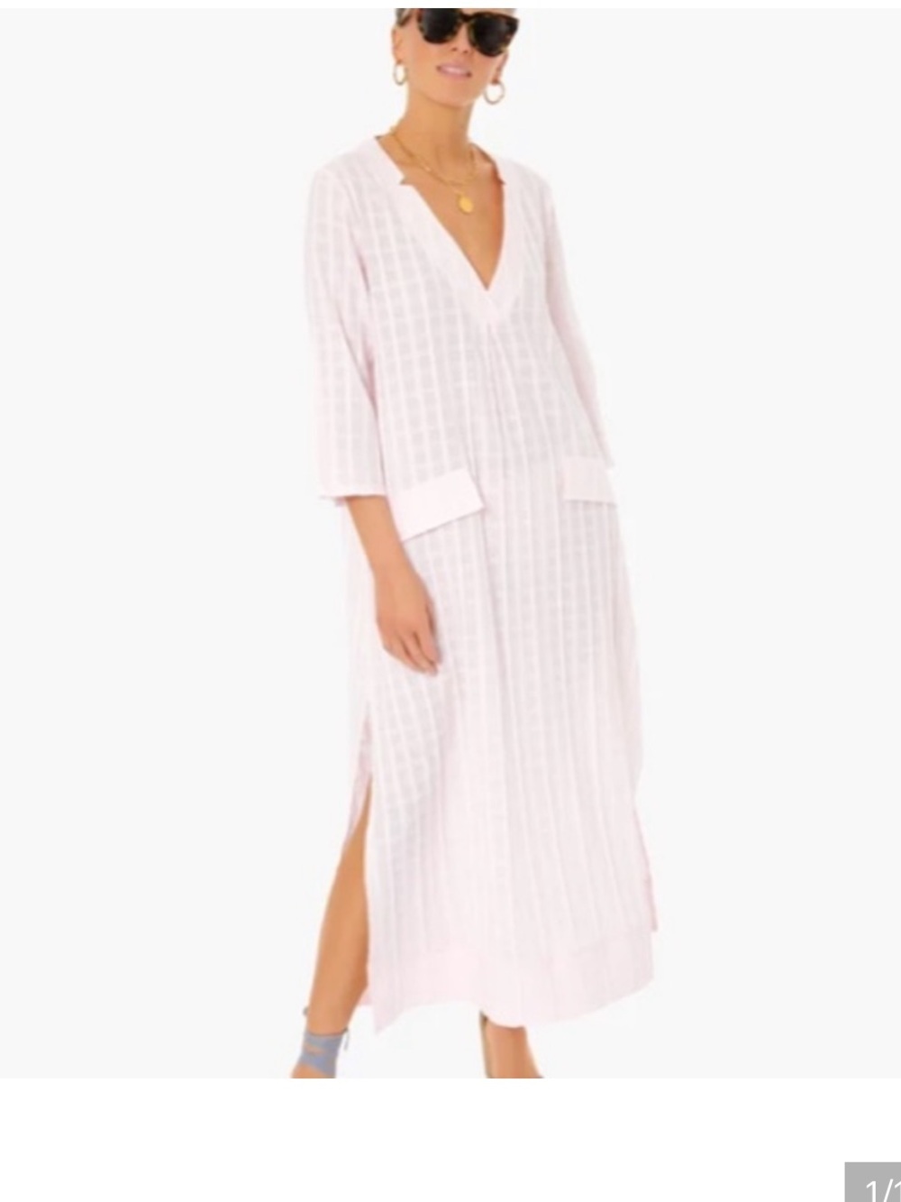 Tuckernuck Pomander place pink Carolina caftan size small 100% cotton XS